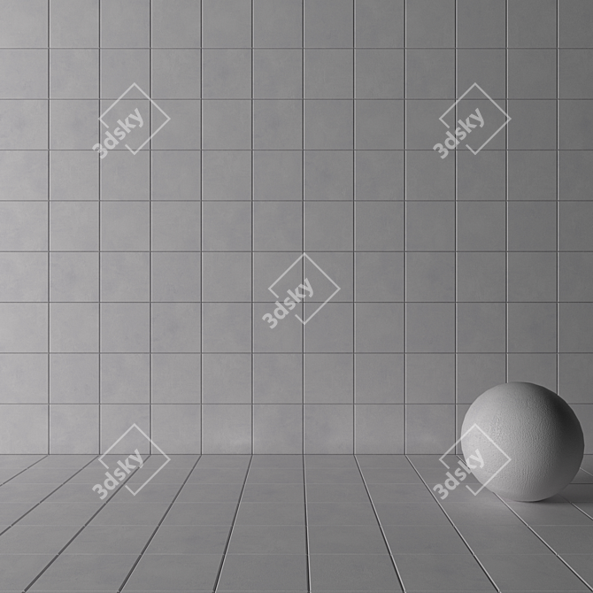 Ares White Concrete Wall Tiles: Modern & Textured 3D model image 3