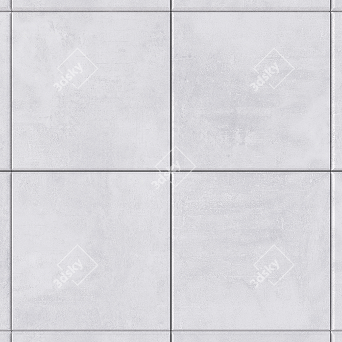 Ares White Concrete Wall Tiles Set 3D model image 2