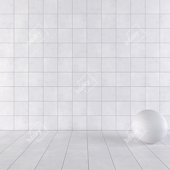 Ares White Concrete Wall Tiles 3D model image 1