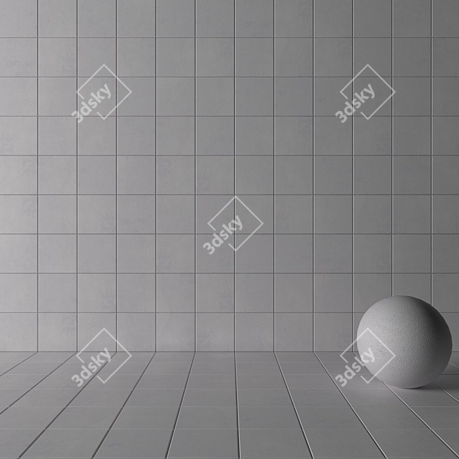 Ares White Concrete Wall Tiles 3D model image 3