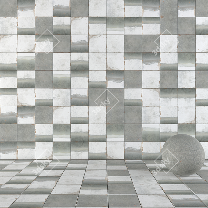 Bloom Flora Concrete Tiles: Multi-Texture Set 3D model image 1
