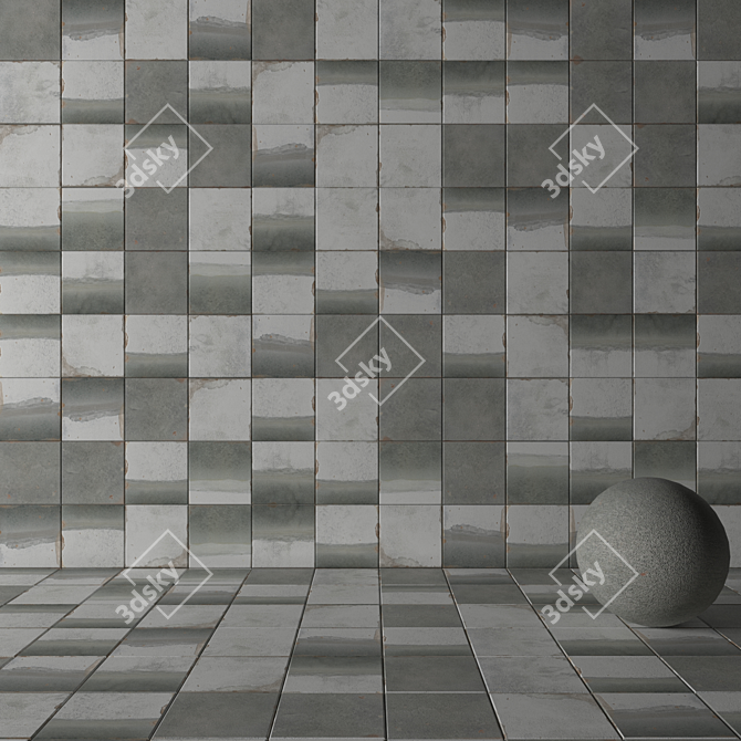 Bloom Flora Concrete Tiles: Multi-Texture Set 3D model image 3