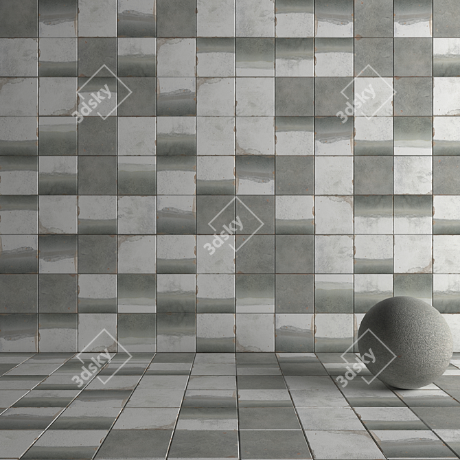 Bloom Flora Concrete Tiles: Multi-Texture Set 3D model image 4