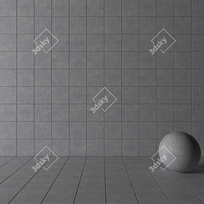 Cayenne Gray Concrete Wall Tiles: Multi-textured, High-definition 3D model image 3