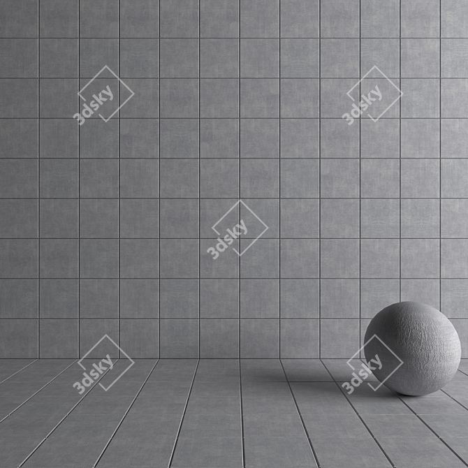 Cayenne Gray Concrete Wall Tiles: Multi-textured, High-definition 3D model image 4