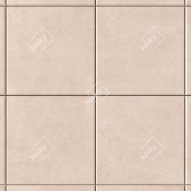 Beige Concrete Wall Tiles: Stylish & Durable 3D model image 2