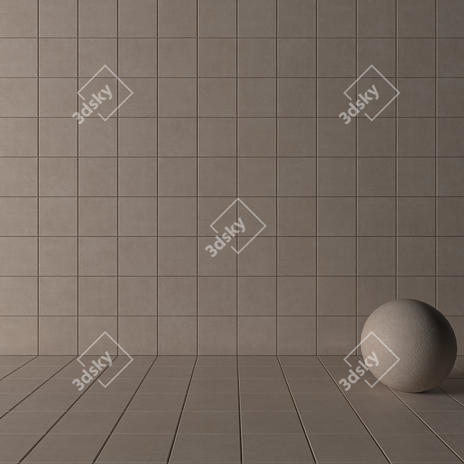 Beige Concrete Wall Tiles: Stylish & Durable 3D model image 3