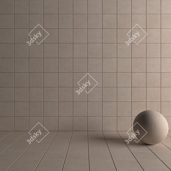 Beige Concrete Wall Tiles: Stylish & Durable 3D model image 4