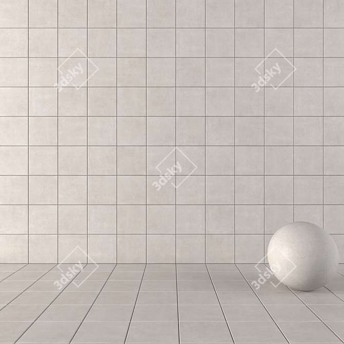 Concrete Grey Wall Tiles 3D model image 1