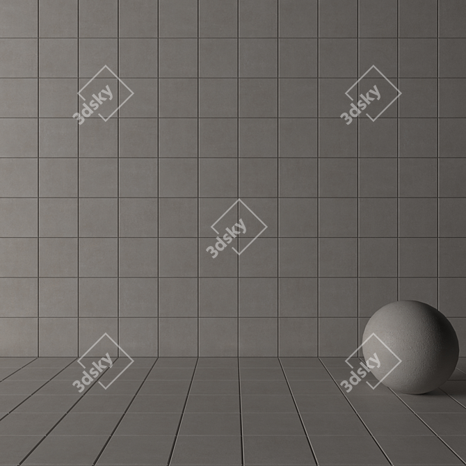 Concrete Grey Wall Tiles 3D model image 3