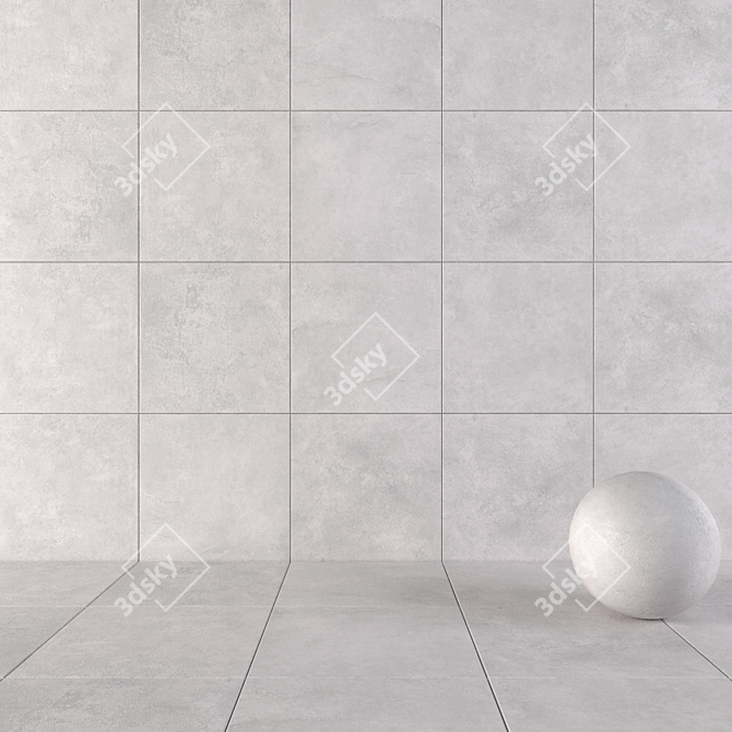 Sleek Concrete Wall Tiles 3D model image 1