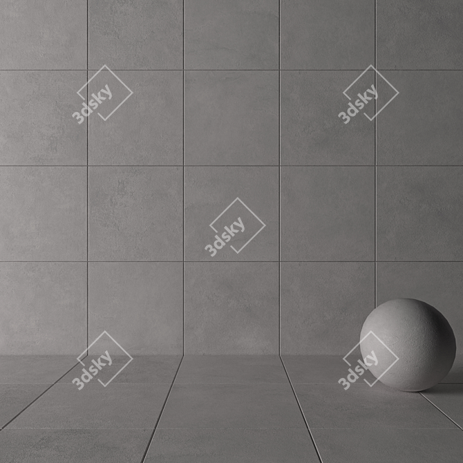 Sleek Concrete Wall Tiles 3D model image 3