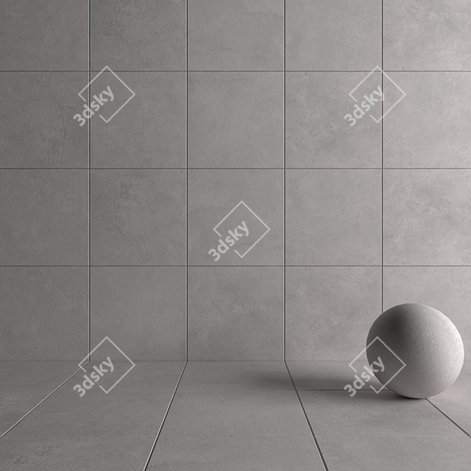 Sleek Concrete Wall Tiles 3D model image 4