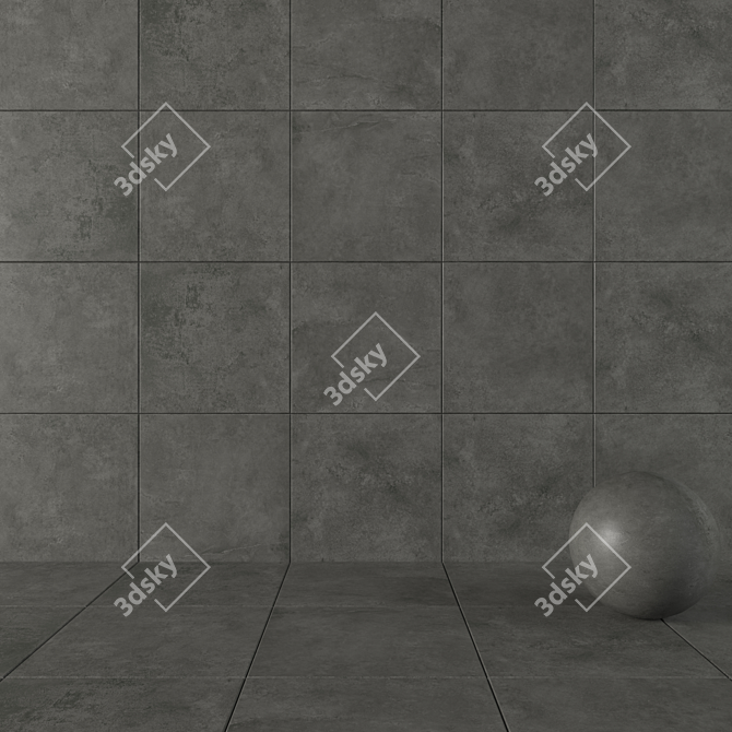 Anthracite Concrete Wall Tiles: Suite Collection 3D model image 1