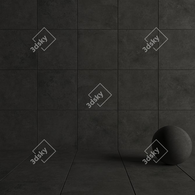 Anthracite Concrete Wall Tiles: Suite Collection 3D model image 4