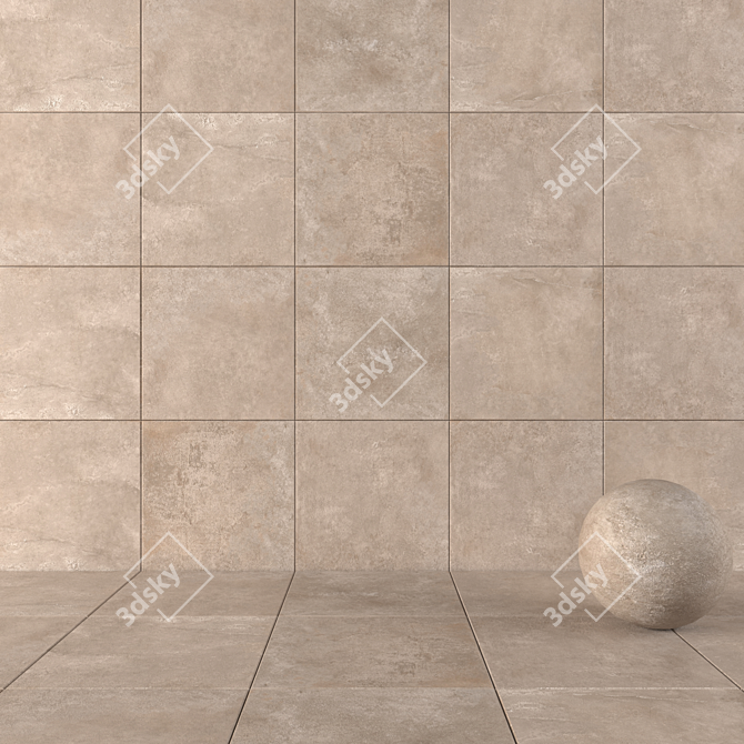 Taupe Suite Concrete Wall Tiles 3D model image 1