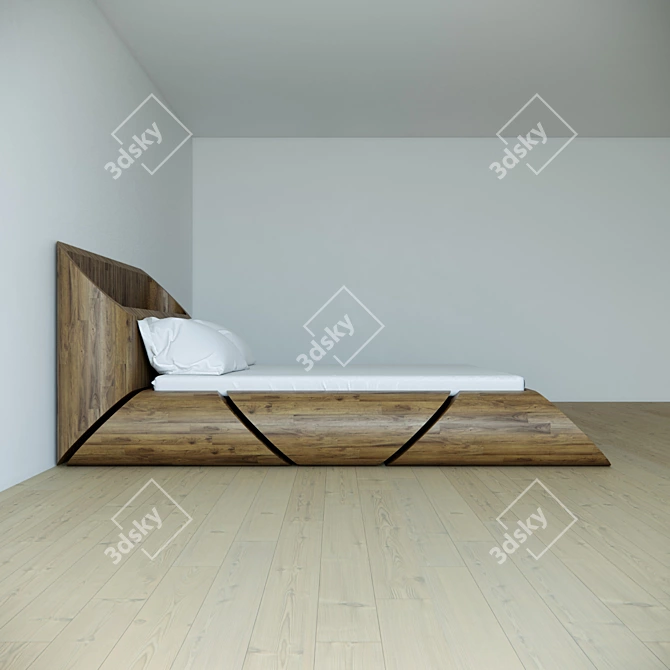 Illuminated Wooden Bed | 2000x1800mm 3D model image 3