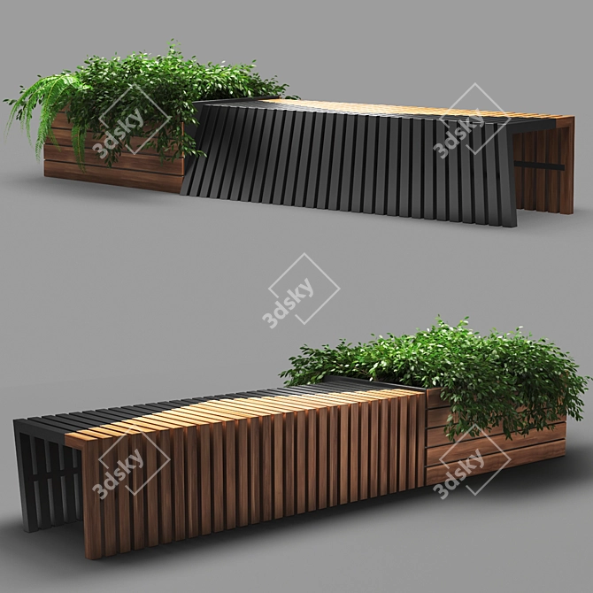 Contemporary Poly Bench 3D model image 1