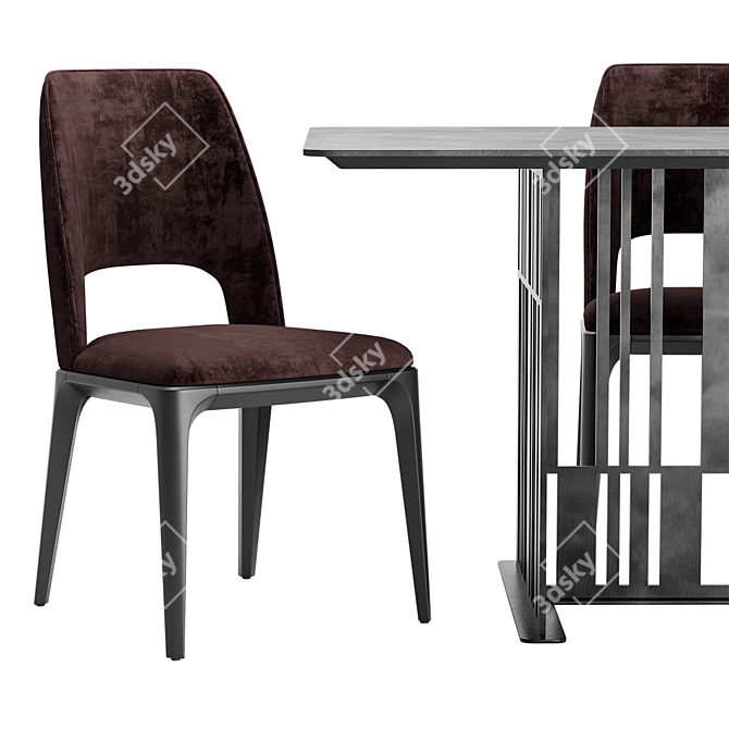 Sleek Solo Dining Set 3D model image 2