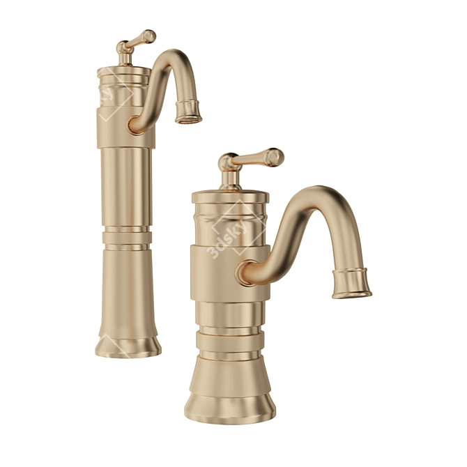 Vintage Deck Mount Faucet 3D model image 3