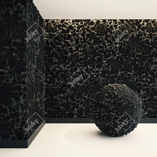 Black Volcanic Rock Texture Kit 3D model image 1