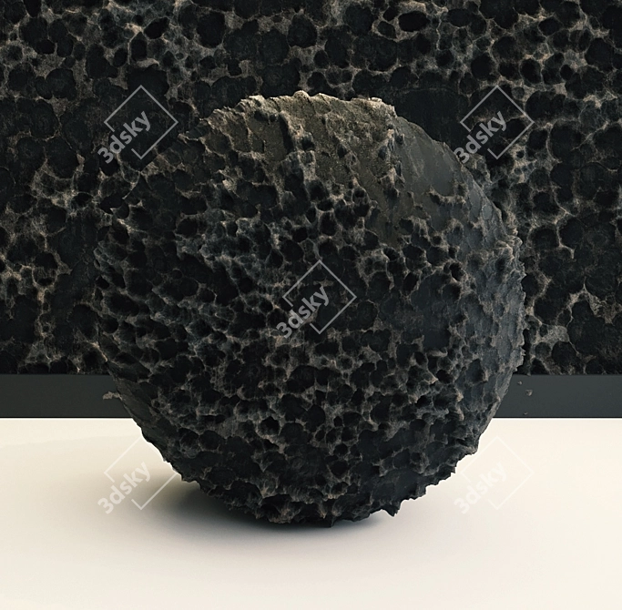 Black Volcanic Rock Texture Kit 3D model image 2