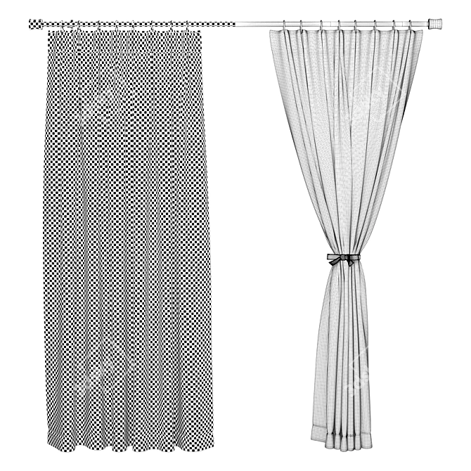 Charcoal Elegance Curtain: Fashionable & Functional 3D model image 4