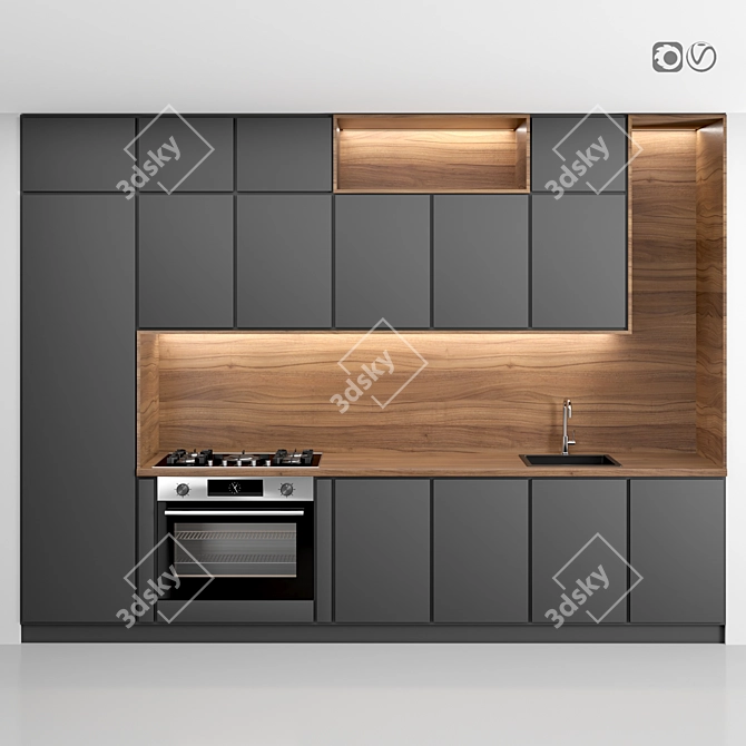 Modern Kitchen with Customizable Modules 3D model image 1