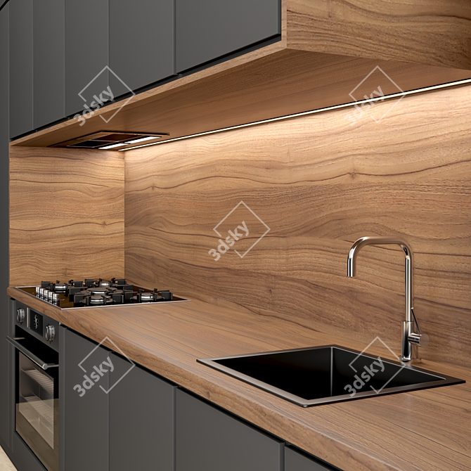 Modern Kitchen with Customizable Modules 3D model image 2