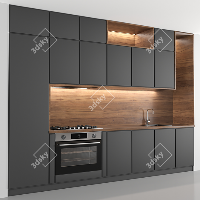 Modern Kitchen with Customizable Modules 3D model image 3