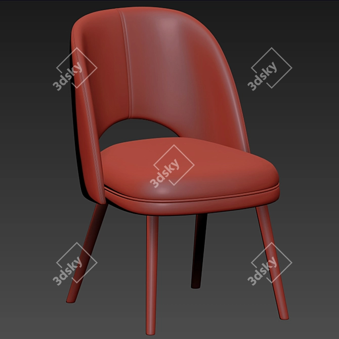 Sleek Barrel Back Dining Chair 3D model image 3