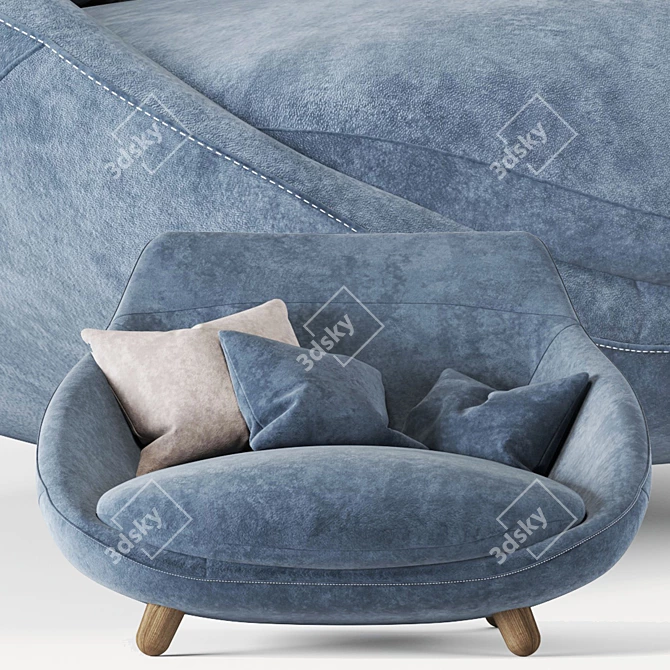 Cozy High Back Love Sofa 3D model image 3