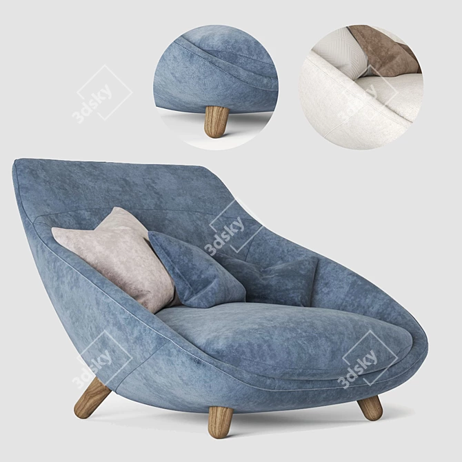 Cozy High Back Love Sofa 3D model image 7