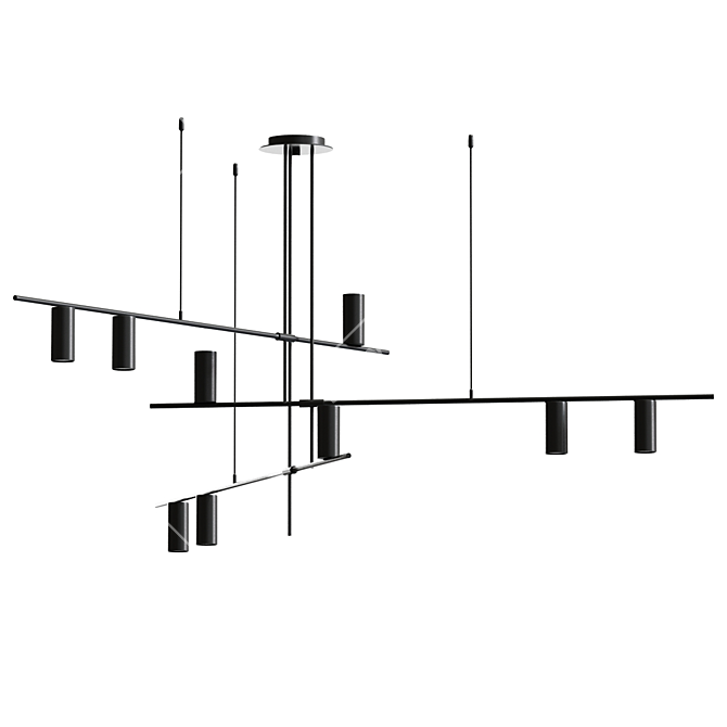 Modern Black Chandelier: Elegant Light Suspension 3D model image 2