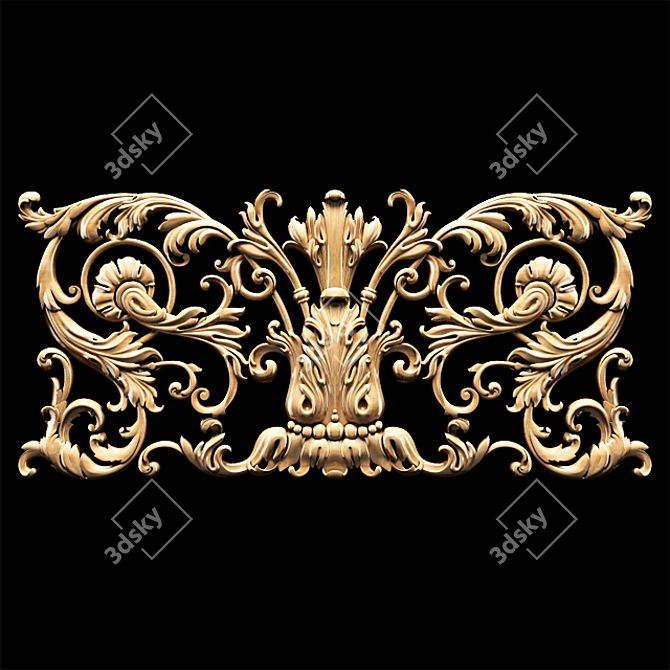 Elegant Baroque Carved Trim - Perfect for CNC and Render 3D model image 1