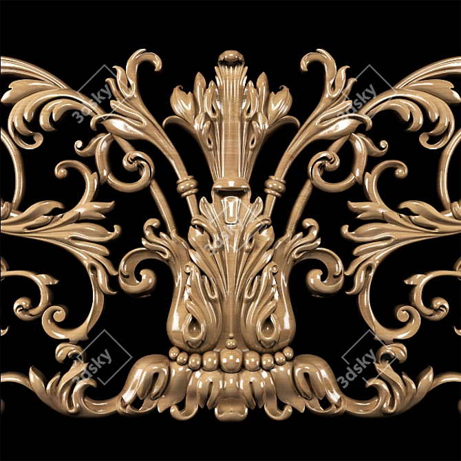 Elegant Baroque Carved Trim - Perfect for CNC and Render 3D model image 3
