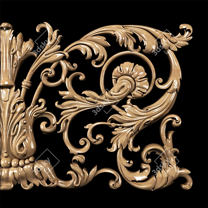 Elegant Baroque Carved Trim - Perfect for CNC and Render 3D model image 4