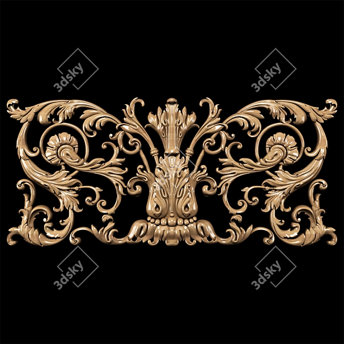 Elegant Baroque Carved Trim - Perfect for CNC and Render 3D model image 5