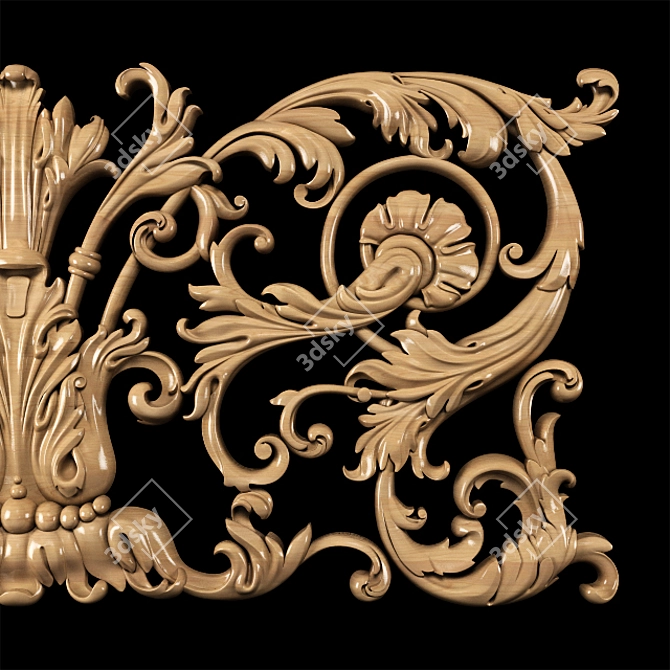 Elegant Baroque Carved Trim - Perfect for CNC and Render 3D model image 7