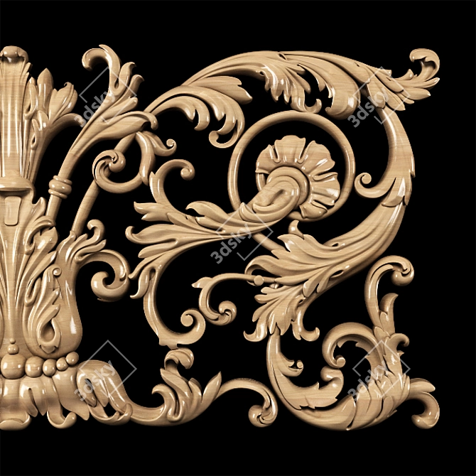 Elegant Baroque Carved Trim - Perfect for CNC and Render 3D model image 8