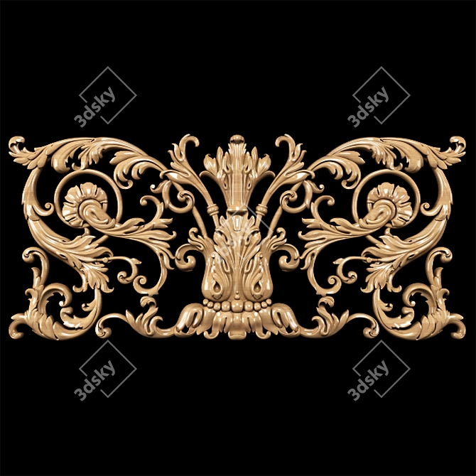 Elegant Baroque Carved Trim - Perfect for CNC and Render 3D model image 10