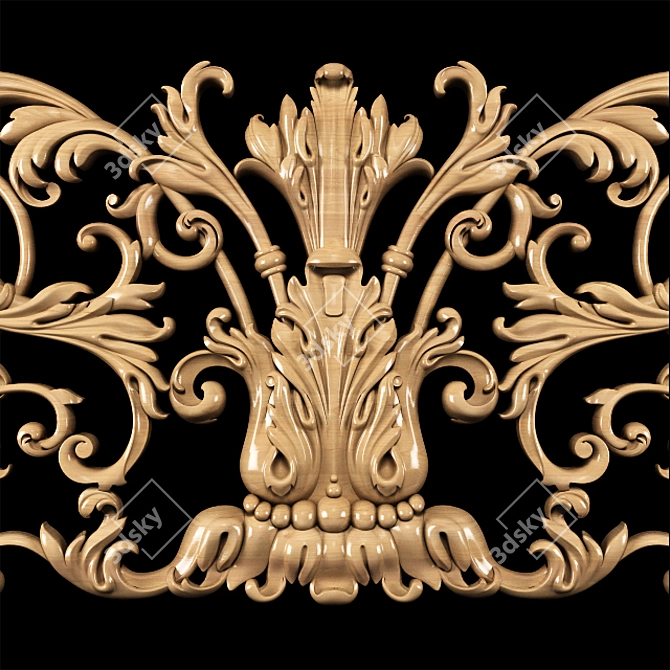 Elegant Baroque Carved Trim - Perfect for CNC and Render 3D model image 12