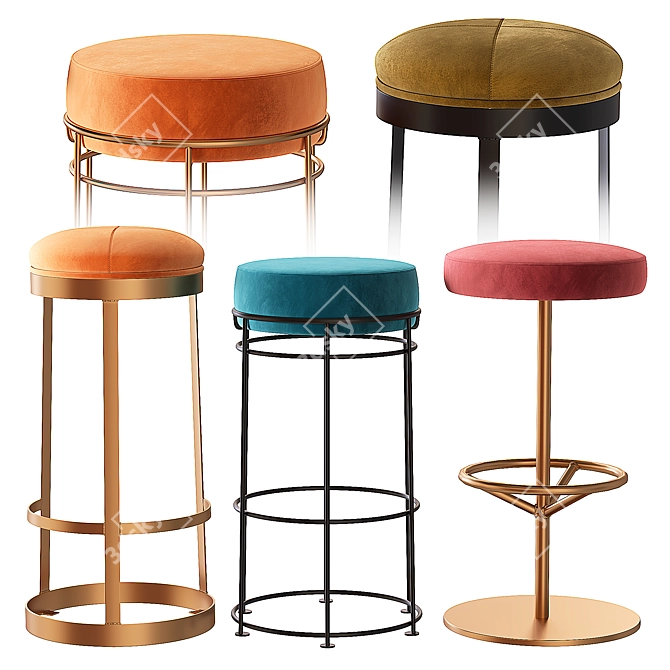 Modern Twist on Classic Stool Design 3D model image 1