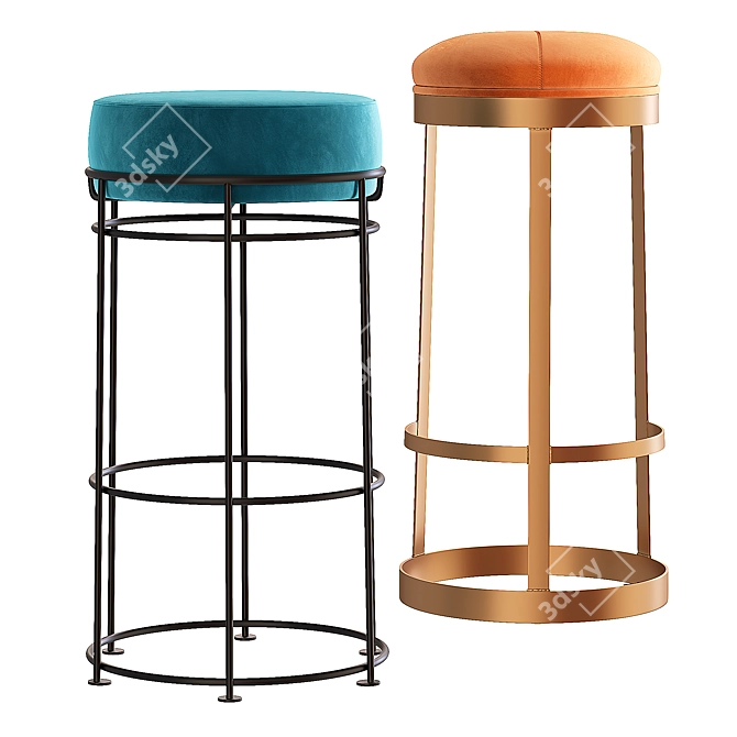 Modern Twist on Classic Stool Design 3D model image 2