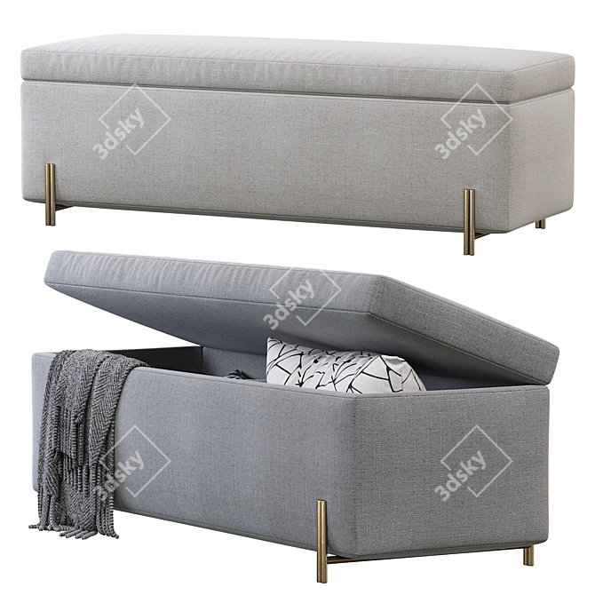 Mod Storage Bench: Stylish and Functional 3D model image 2