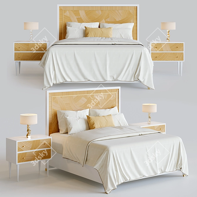 Riviera Bed in Classic White 3D model image 1