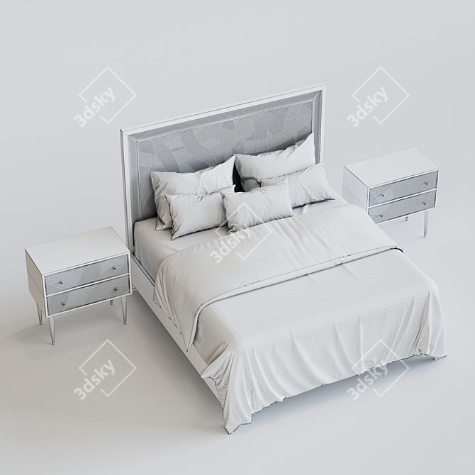 Riviera Bed in Classic White 3D model image 7