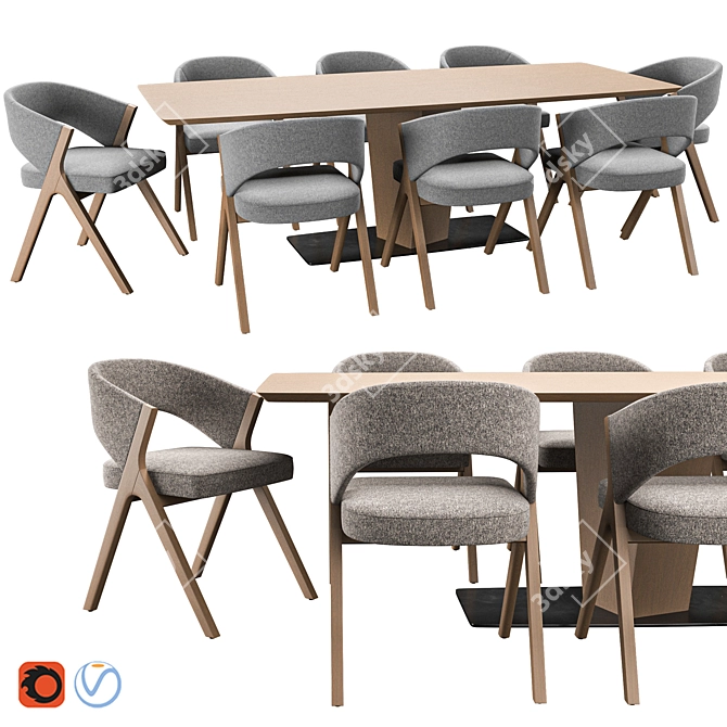 Contemporary Sussan Chair & Clark Table 3D model image 1