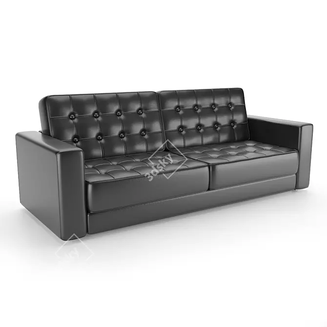 Modern Black Leather Sofa 3D model image 2