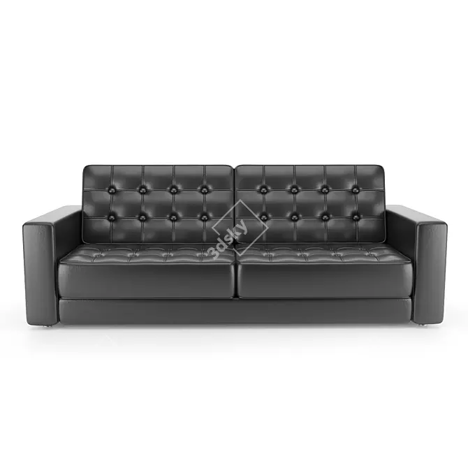 Modern Black Leather Sofa 3D model image 3